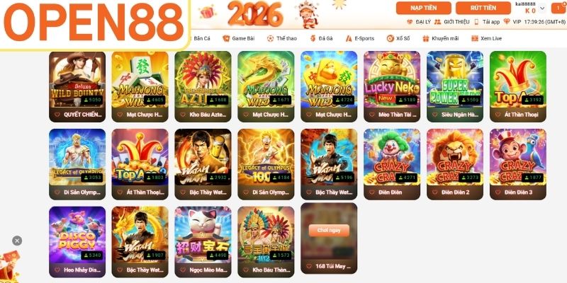 Nhiều game hấp dẫn tại sảnh nổ hũ Open88